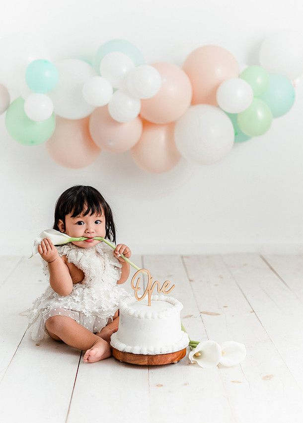 First birthday cake smash portrait